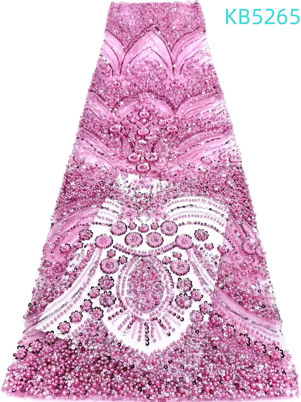 African Lace Fabric 1 Yard High Quality 2026 Nigerian Beaded Lace Fabrics White Tulle Fabric For Wedding Dress Sewing KB5265