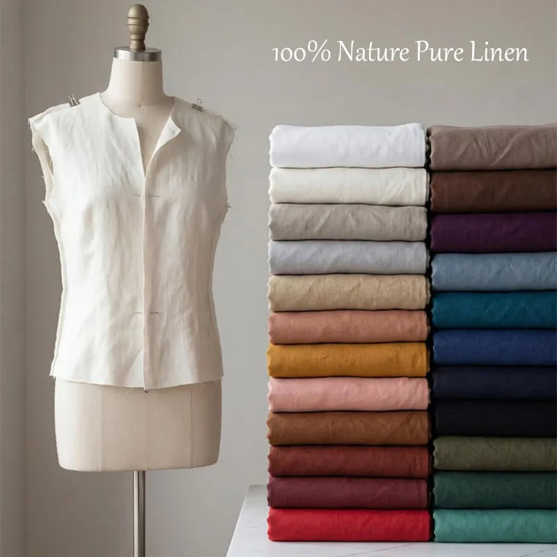 100% Pure Linen Summer Dress Natural Breathable Eco-Friendly Fabric for Sewing,Clothing,Tablecloth,Garments Craft Accessorie