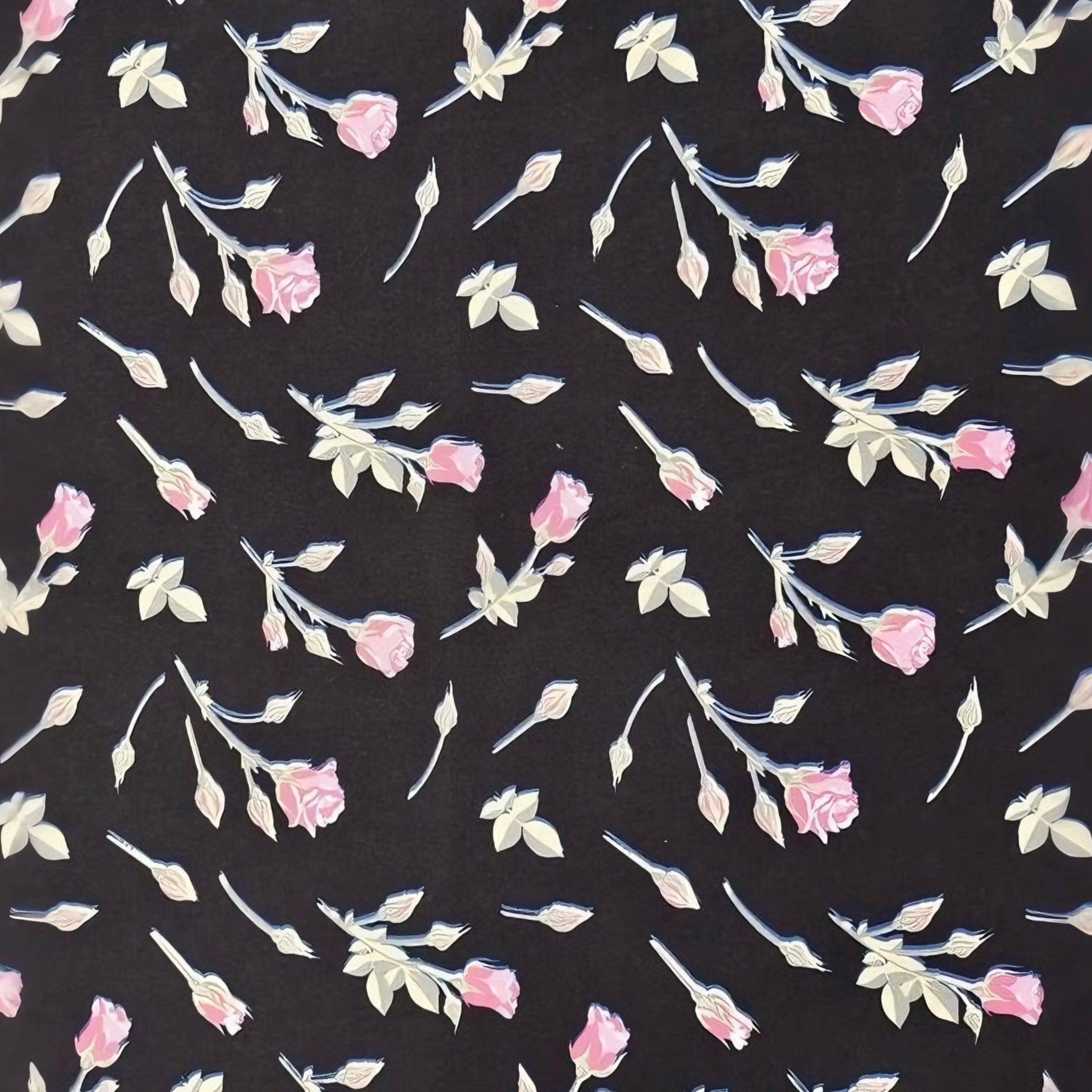 Elegant Rose Bud Patterned 100% Cotton Fabric Ideal for Apparel Making DIY Craft Projects and Home Textile Decoration Design