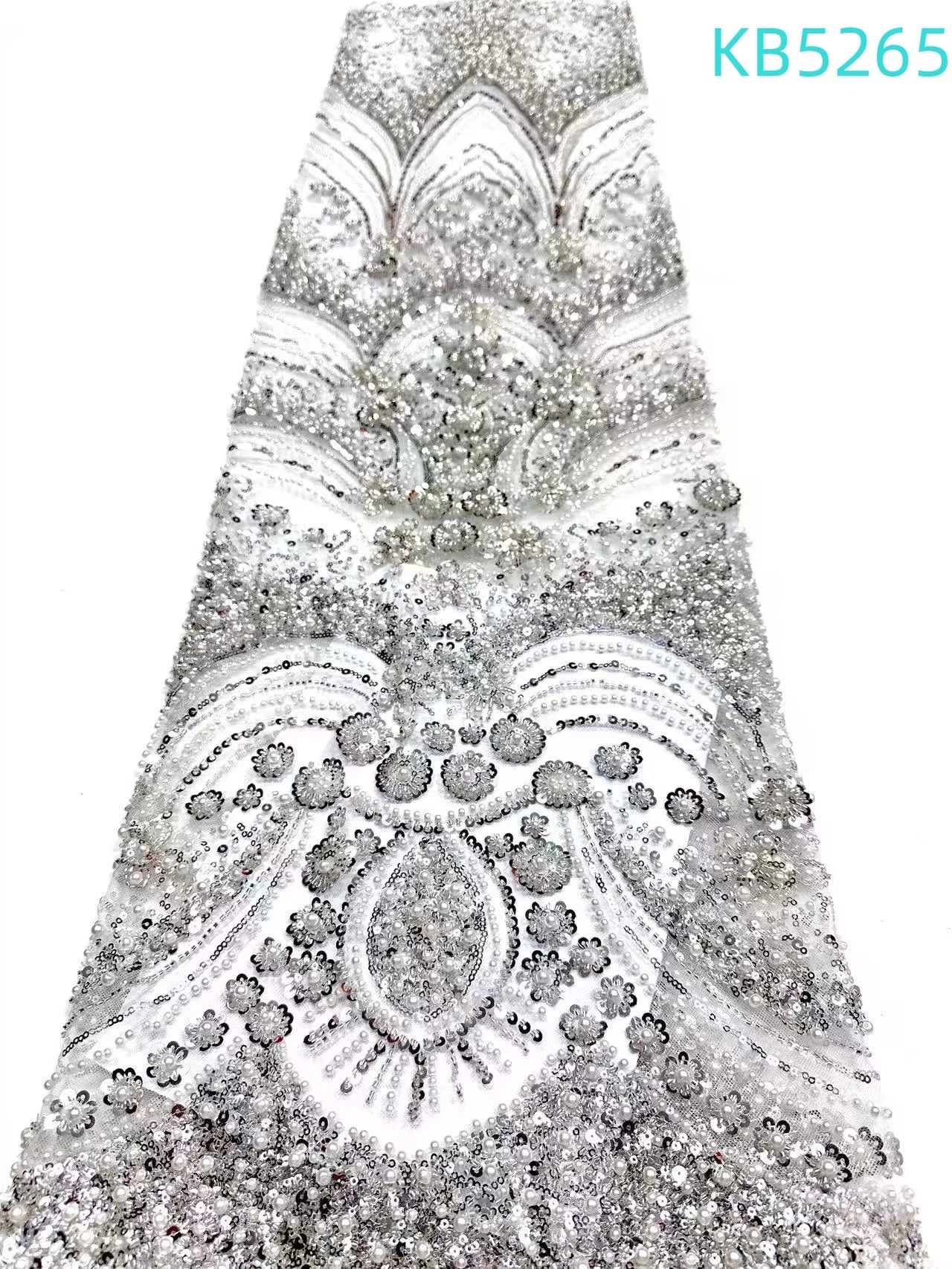 African Lace Fabric 1 Yard High Quality 2026 Nigerian Beaded Lace Fabrics White Tulle Fabric For Wedding Dress Sewing KB5265