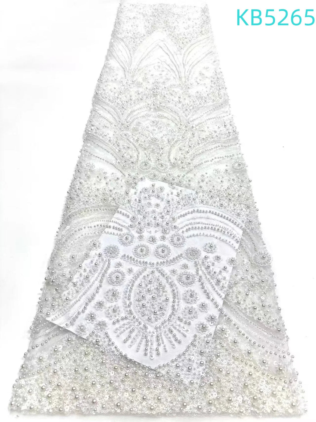 African Lace Fabric 1 Yard High Quality 2026 Nigerian Beaded Lace Fabrics White Tulle Fabric For Wedding Dress Sewing KB5265