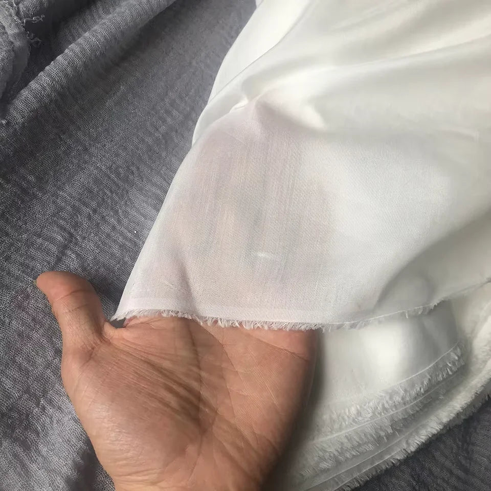 White Quality and Smooth Silk/Cotton Fabric for Scarf Soft DIY Clothes Fabrics Summer Dress Lining Garment Fabrics