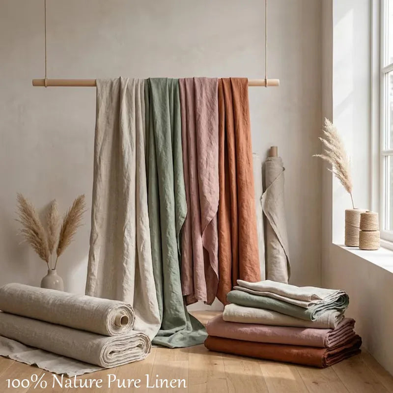 100% Pure Linen Summer Dress Natural Breathable Eco-Friendly Fabric for Sewing,Clothing,Tablecloth,Garments Craft Accessorie
