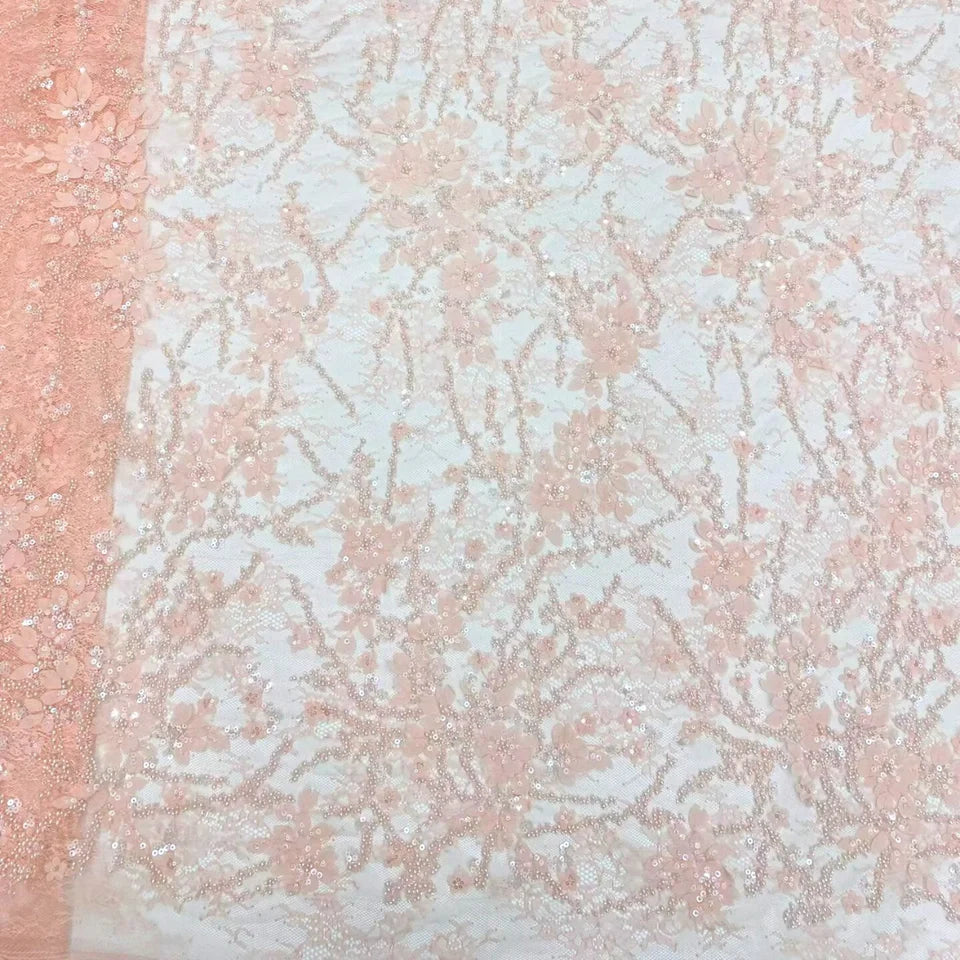 Elegant Lace Fabric 2026 High Quality French Flower Sequins Embroidery Beads Tulle Lace Fabric For Party  Wedding Dress 5 yards